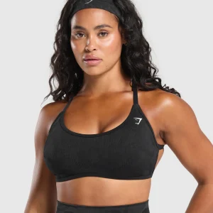 Hot Gymshark Adapt Camo Cross Back Sports Bra Black/AsphaltGrey