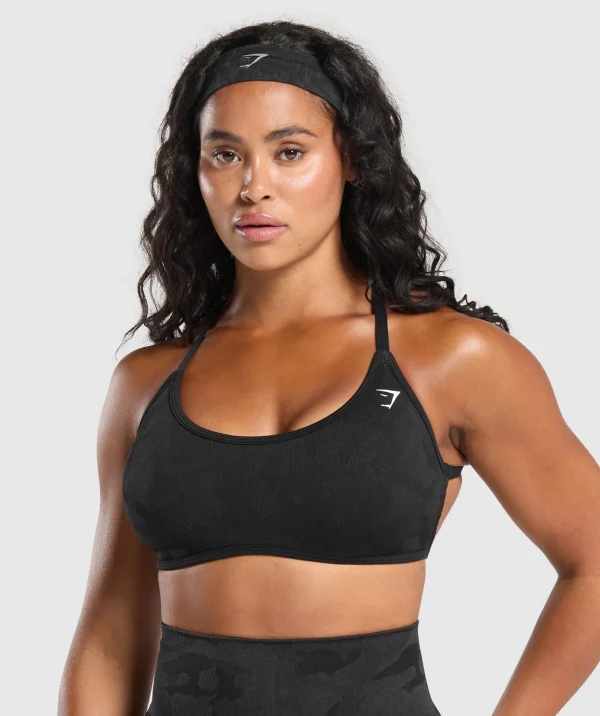 Hot Gymshark Adapt Camo Cross Back Sports Bra Black/AsphaltGrey