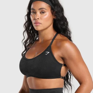 Hot Gymshark Adapt Camo Cross Back Sports Bra Black/AsphaltGrey