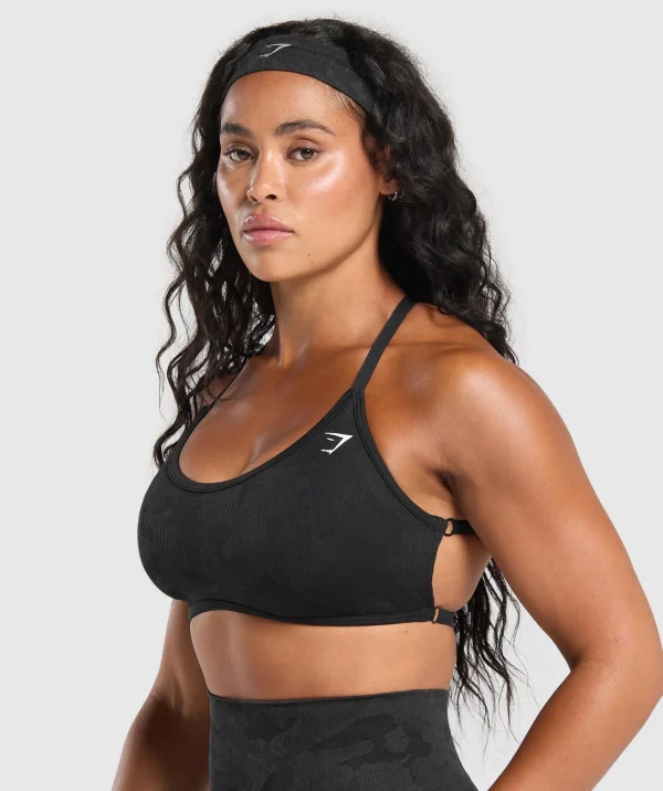 Hot Gymshark Adapt Camo Cross Back Sports Bra Black/AsphaltGrey