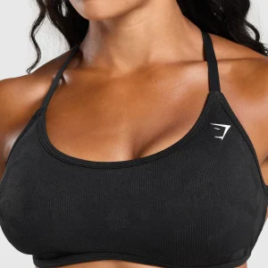 Hot Gymshark Adapt Camo Cross Back Sports Bra Black/AsphaltGrey