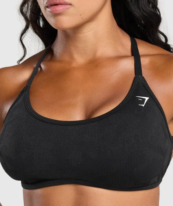 Hot Gymshark Adapt Camo Cross Back Sports Bra Black/AsphaltGrey