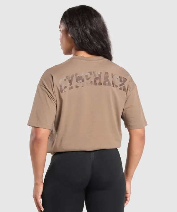 Discount Gymshark Adapt Camo Graphic Oversized Top SoulBrown