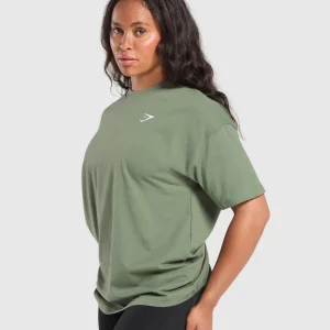 Best Gymshark Adapt Camo Graphic Oversized Top ForceGreen