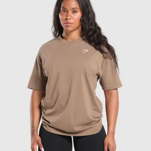 Discount Gymshark Adapt Camo Graphic Oversized Top SoulBrown