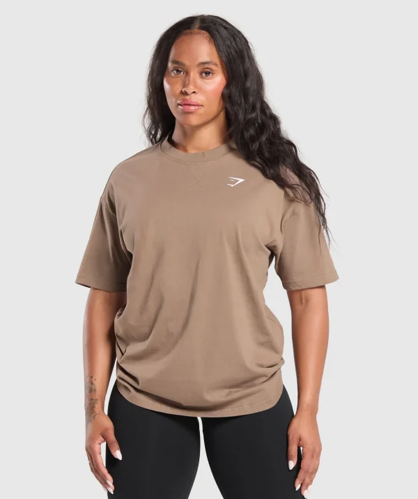 Discount Gymshark Adapt Camo Graphic Oversized Top SoulBrown