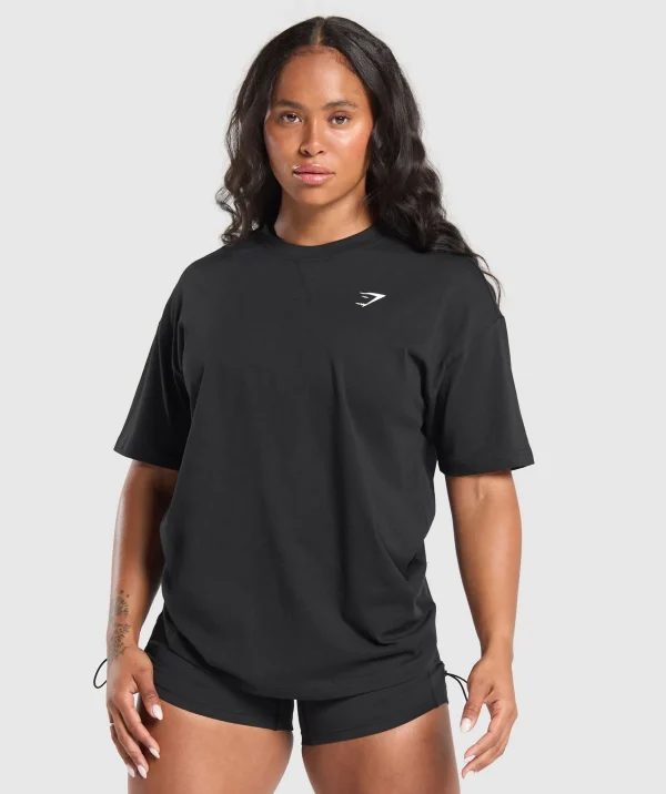 Fashion Gymshark Adapt Camo Graphic Oversized Top Black