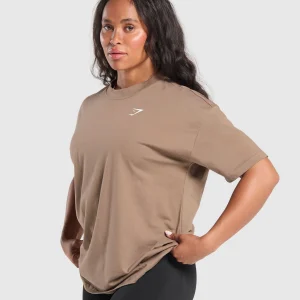 Discount Gymshark Adapt Camo Graphic Oversized Top SoulBrown