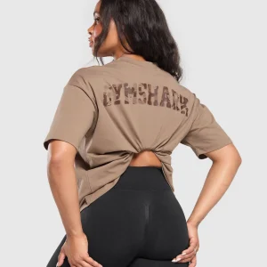 Discount Gymshark Adapt Camo Graphic Oversized Top SoulBrown