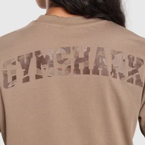 Discount Gymshark Adapt Camo Graphic Oversized Top SoulBrown