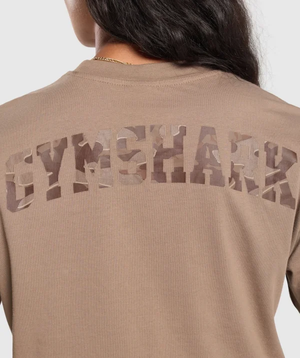 Discount Gymshark Adapt Camo Graphic Oversized Top SoulBrown