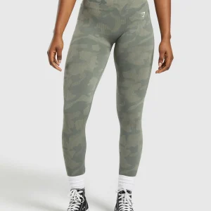 Best Gymshark Adapt Camo Seamless Leggings UnitGreen/ChalkGreen