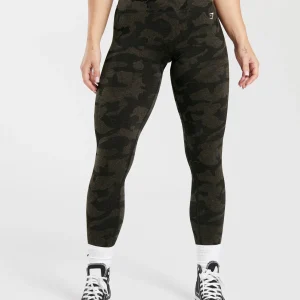 Discount Gymshark Adapt Camo Seamless Ribbed Leggings Black/CamoBrown