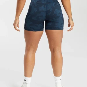 Best Gymshark Adapt Camo Seamless Ribbed Shorts MidnightBlue/AshBlue