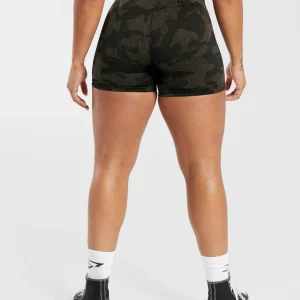 Best Gymshark Adapt Camo Seamless Ribbed Shorts Black/CamoBrown