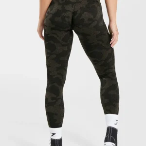 Discount Gymshark Adapt Camo Seamless Ribbed Leggings Black/CamoBrown