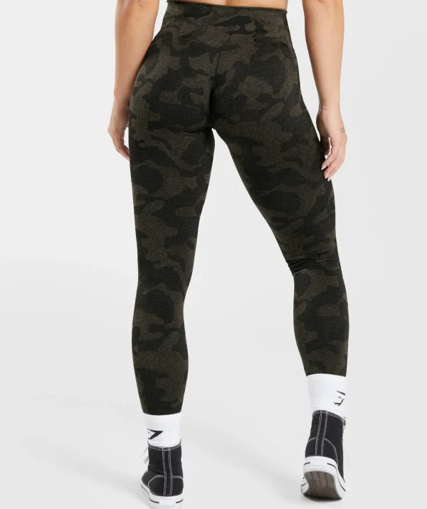 Discount Gymshark Adapt Camo Seamless Ribbed Leggings Black/CamoBrown