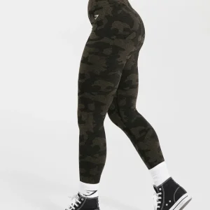 Discount Gymshark Adapt Camo Seamless Ribbed Leggings Black/CamoBrown