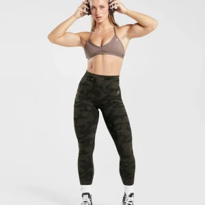 Discount Gymshark Adapt Camo Seamless Ribbed Leggings Black/CamoBrown