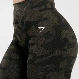 Discount Gymshark Adapt Camo Seamless Ribbed Leggings Black/CamoBrown