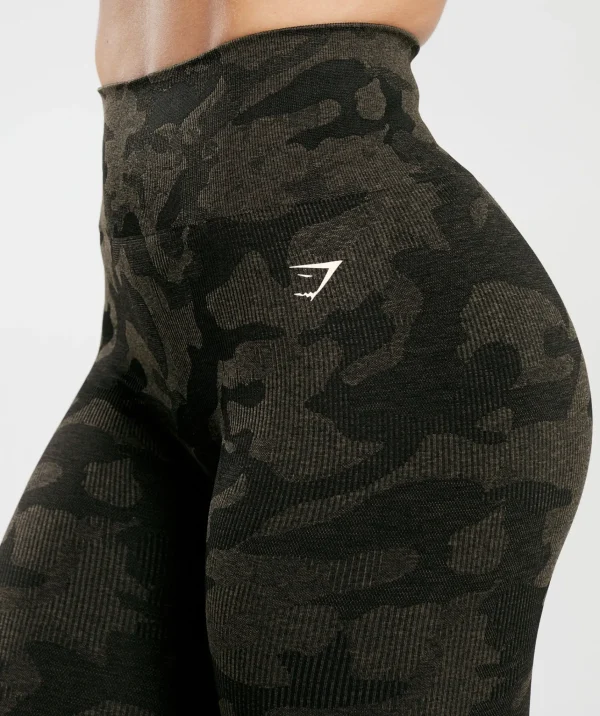 Discount Gymshark Adapt Camo Seamless Ribbed Leggings Black/CamoBrown