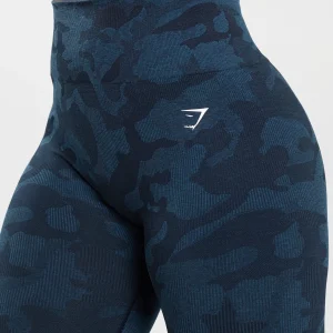 Outlet Gymshark Adapt Camo Seamless Ribbed Leggings MidnightBlue/AshBlue