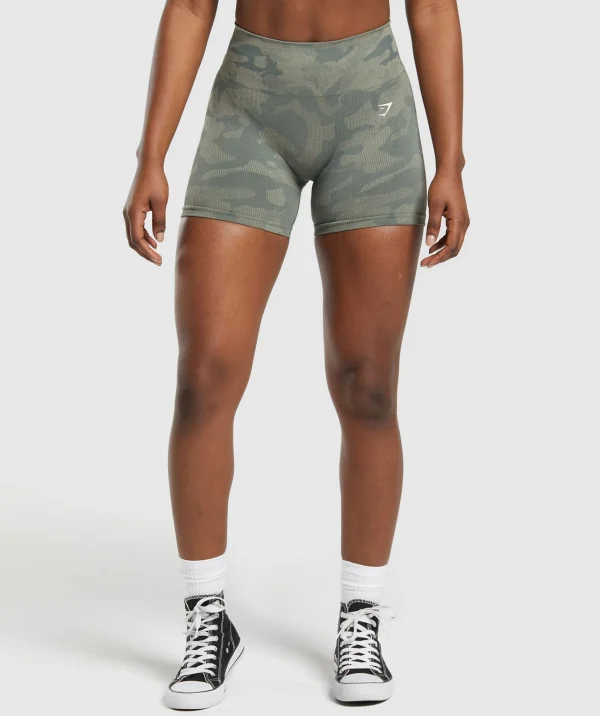 New Gymshark Adapt Camo Seamless Shorts UnitGreen/ChalkGreen