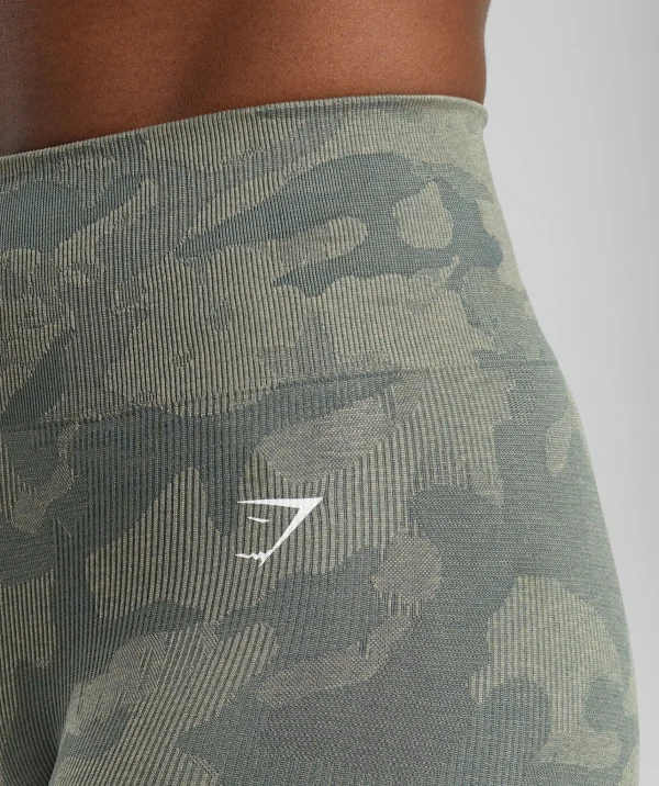 New Gymshark Adapt Camo Seamless Shorts UnitGreen/ChalkGreen