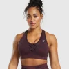 Online Gymshark Adapt Camo Seamless Sports Bra PlumBrown/BurgundyBrown