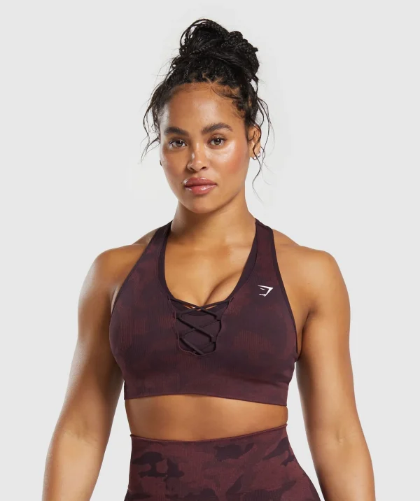 Online Gymshark Adapt Camo Seamless Sports Bra PlumBrown/BurgundyBrown