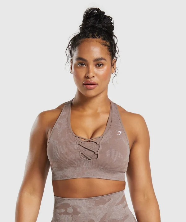 Fashion Gymshark Adapt Camo Seamless Sports Bra- Mocha Mauve/Stone Pink