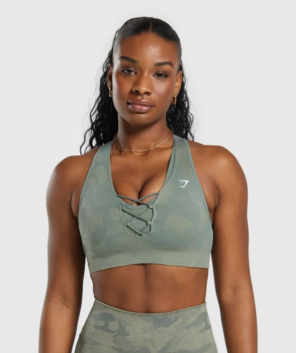 Online Gymshark Adapt Camo Seamless Sports Bra UnitGreen/ChalkGreen