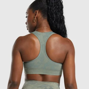 Online Gymshark Adapt Camo Seamless Sports Bra UnitGreen/ChalkGreen