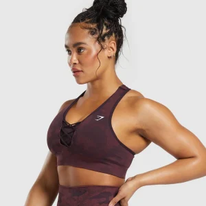 Online Gymshark Adapt Camo Seamless Sports Bra PlumBrown/BurgundyBrown