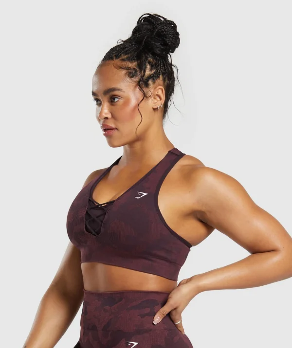 Online Gymshark Adapt Camo Seamless Sports Bra PlumBrown/BurgundyBrown