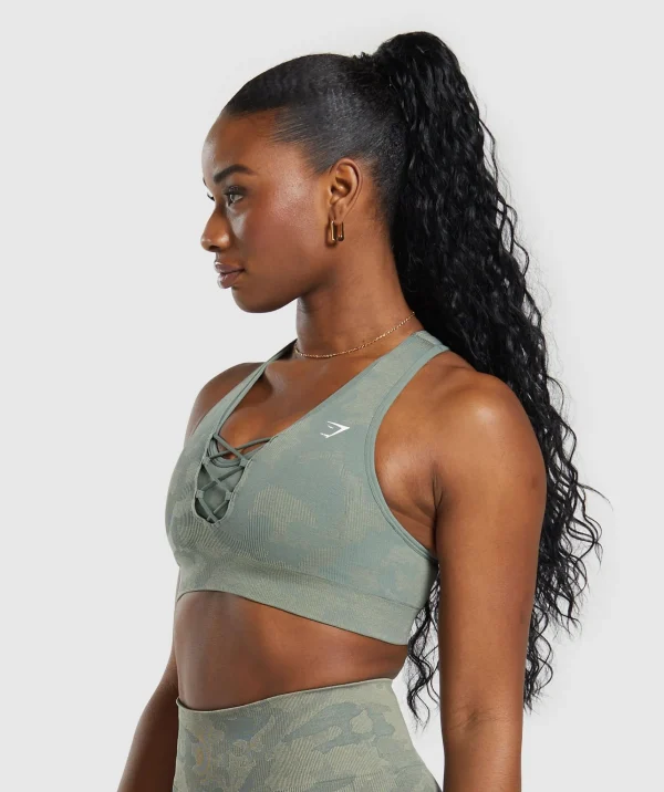 Online Gymshark Adapt Camo Seamless Sports Bra UnitGreen/ChalkGreen