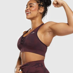 Online Gymshark Adapt Camo Seamless Sports Bra PlumBrown/BurgundyBrown