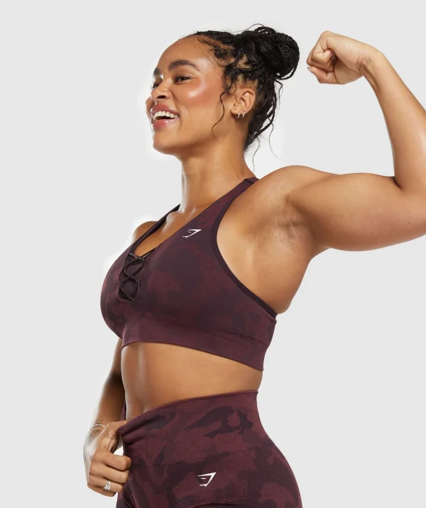 Online Gymshark Adapt Camo Seamless Sports Bra PlumBrown/BurgundyBrown