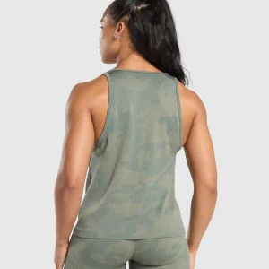 Outlet Gymshark Adapt Camo Seamless Tank UnitGreen/ChalkGreen