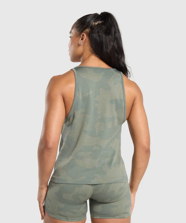 Outlet Gymshark Adapt Camo Seamless Tank UnitGreen/ChalkGreen