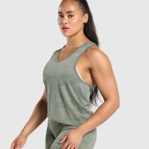 Outlet Gymshark Adapt Camo Seamless Tank UnitGreen/ChalkGreen