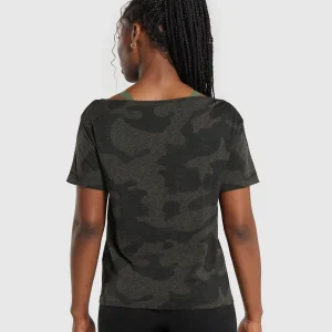 Fashion Gymshark Adapt Camo Seamless T-Shirt Black/CamoBrown