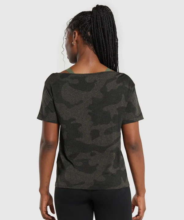 Fashion Gymshark Adapt Camo Seamless T-Shirt Black/CamoBrown