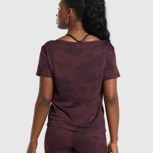 Clearance Gymshark Adapt Camo Seamless T-Shirt PlumBrown/BurgundyBrown