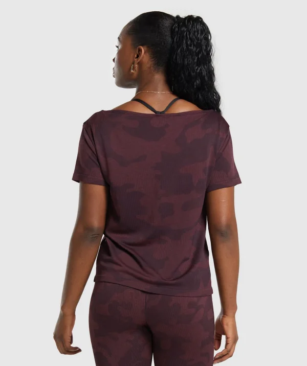 Clearance Gymshark Adapt Camo Seamless T-Shirt PlumBrown/BurgundyBrown