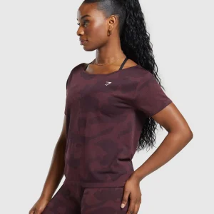 Clearance Gymshark Adapt Camo Seamless T-Shirt PlumBrown/BurgundyBrown