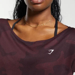 Clearance Gymshark Adapt Camo Seamless T-Shirt PlumBrown/BurgundyBrown