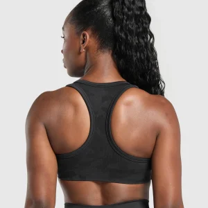 Sale Gymshark Adapt Camo Sports Bra Black/AsphaltGrey