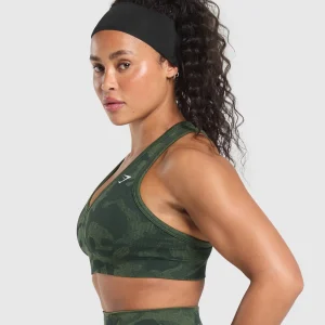 Clearance Gymshark Adapt Camo Sports Bra VictoryGreen/ForceGreen