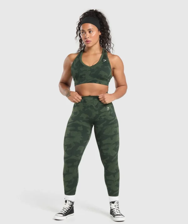 Clearance Gymshark Adapt Camo Sports Bra VictoryGreen/ForceGreen